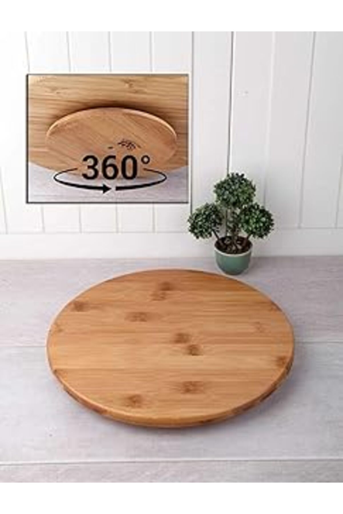 ASİTAN Busstier Bambu 360 Derece Dönen Lüx Servis Sunum Tabağı, 30 Cm, Pizza Ve Peynir Sunum Tahtası