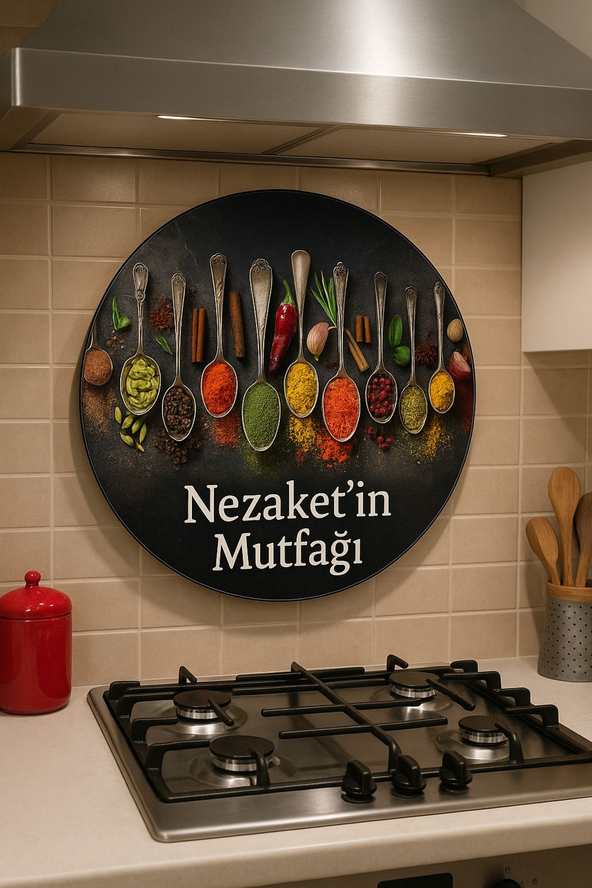 mutfak KİŞİYE ÖZEL YUVARLAK CAM YAZILI TABLO