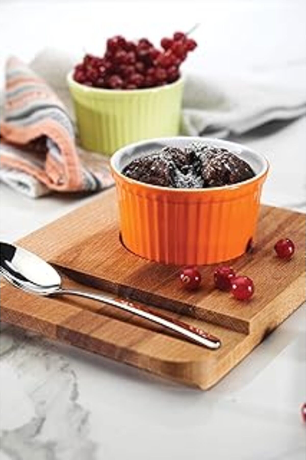 Mu Art Ahşap Porselen 9 Cm Sufle Kasesi Turuncu Tvf09Fks14019
