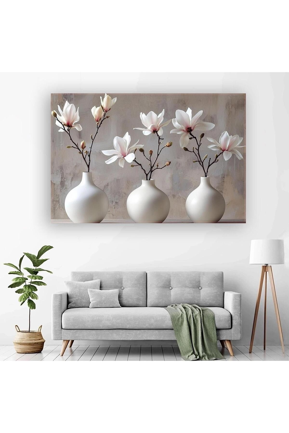 Ritmo Canvas Vazodaki Beyaz Çiçekler Kanvas Tablo