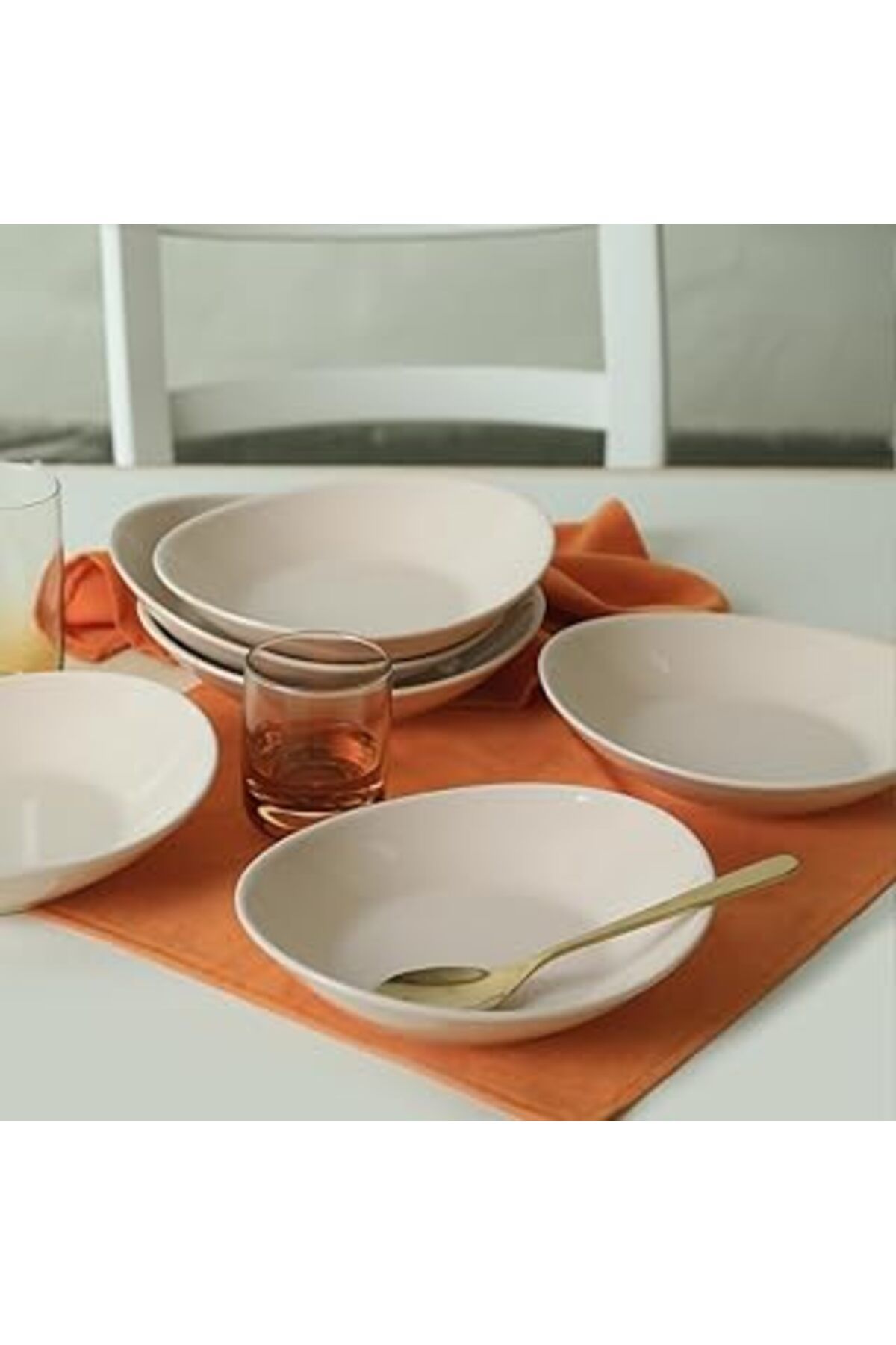 Mu Art Ahşap Keramika Krem Stella Yemek Tabağı 22 Cm 6 Adet 030