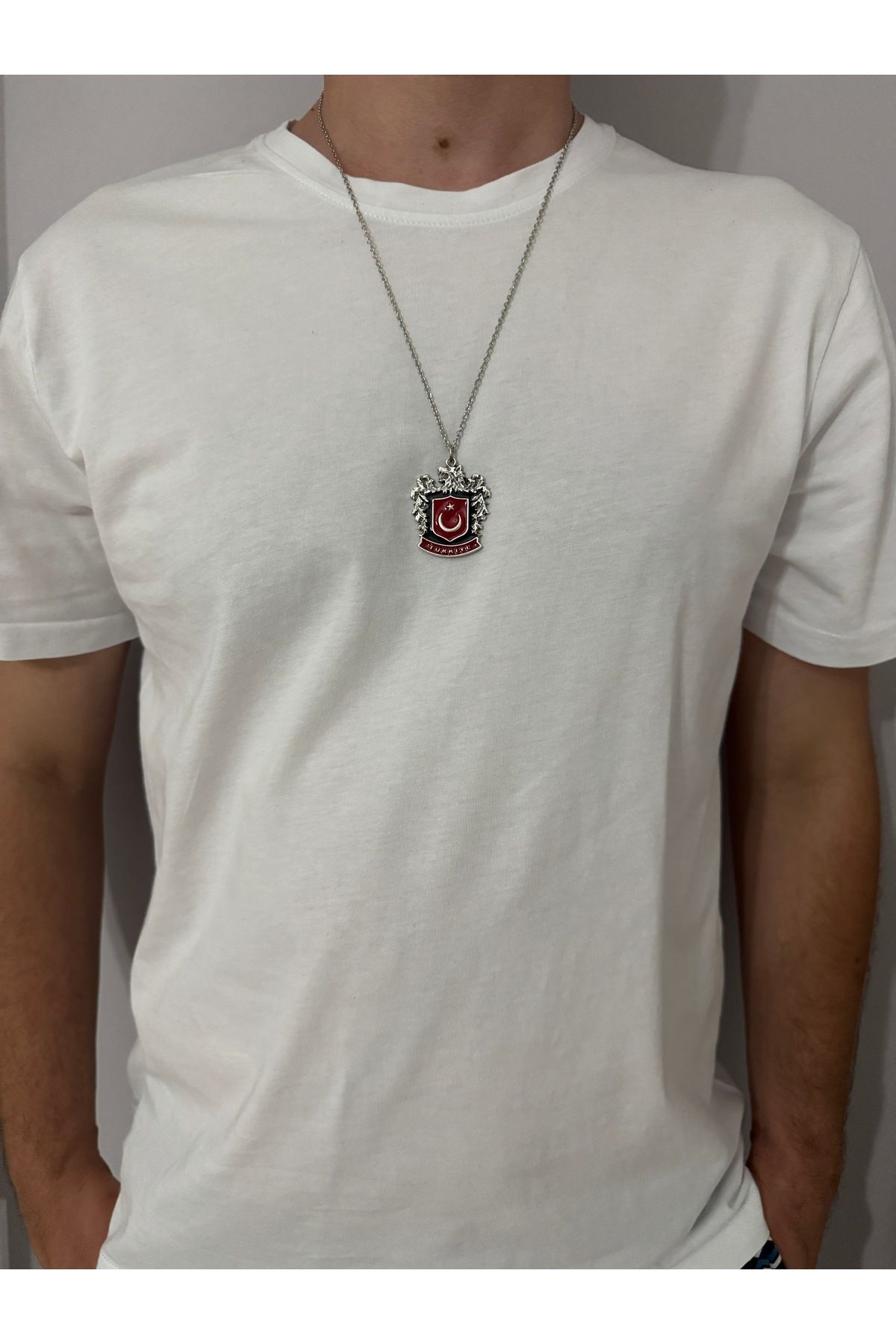 sielta Türk Bozkurt Türk Bayrağı Unisex Zincirli Kolye