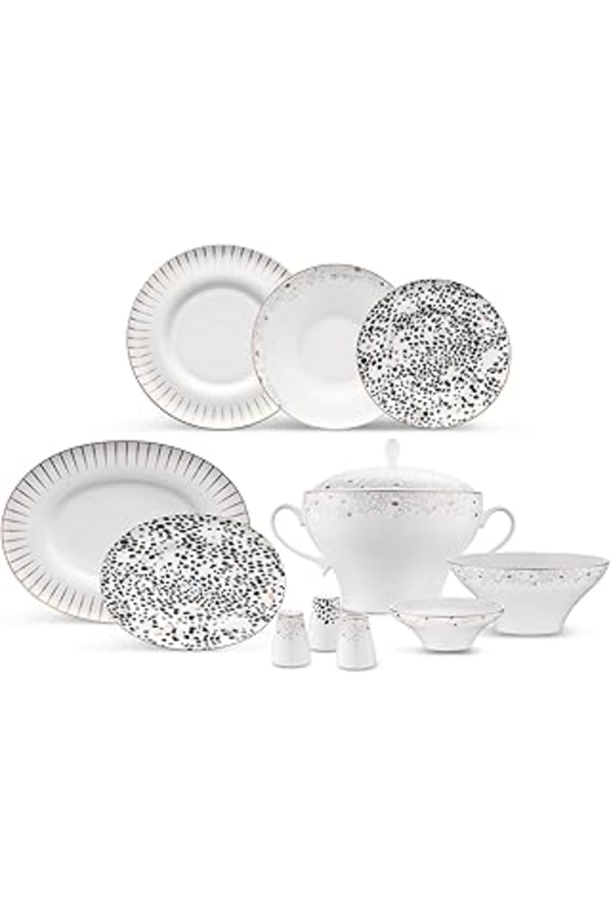 Mu Art Ahşap Jumbo Safari 62 Parça 12 Kişilik Yemek Takımı
