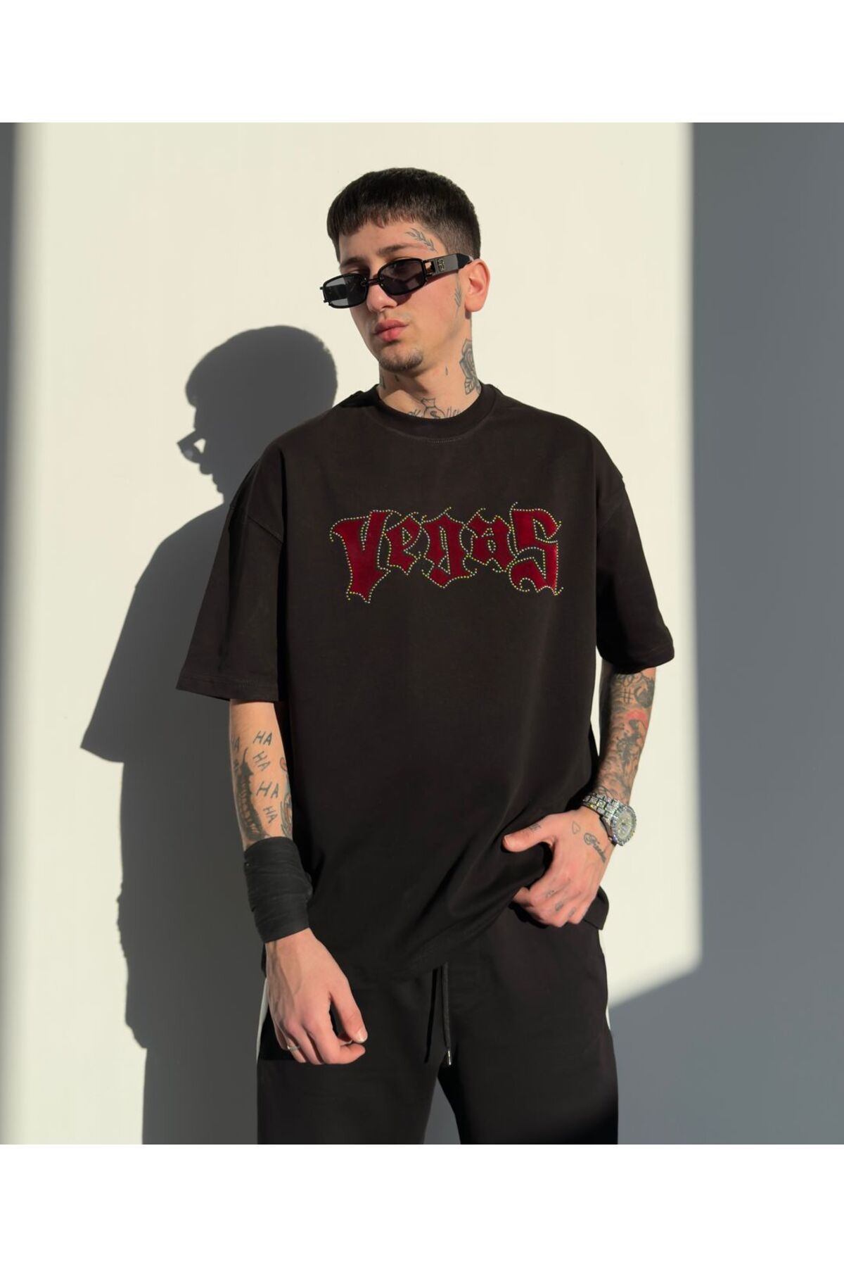 zaee Vegas Taşlı Oversize Tişört
