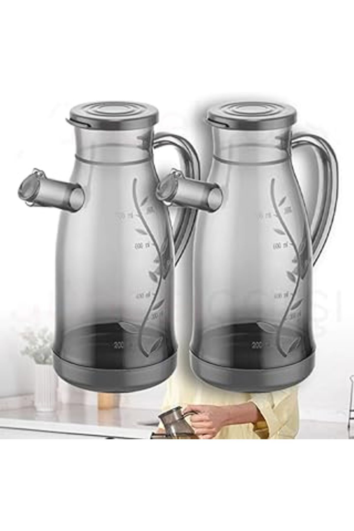 ASİTAN Güncelçarşı 2 Adet Plastik Füme Yağlık, Sirkelik, Sosluk 700 Ml Pratik Yağdanlık