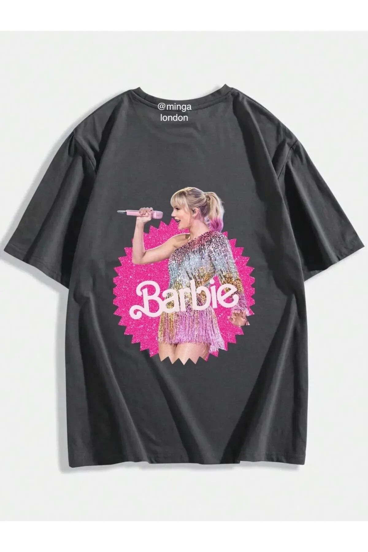 DEEFWEAR Füme Taylor Swift Pink Ön/Arka Baskılı Oversize Unisex T-shirt