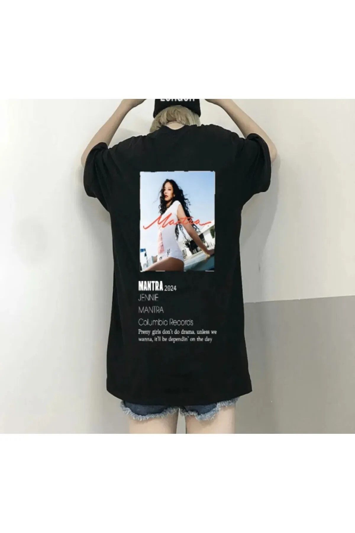 DEEFWEAR Siyah Jennie Mantra Ön/Arka Baskılı Oversize Unisex T-shirt