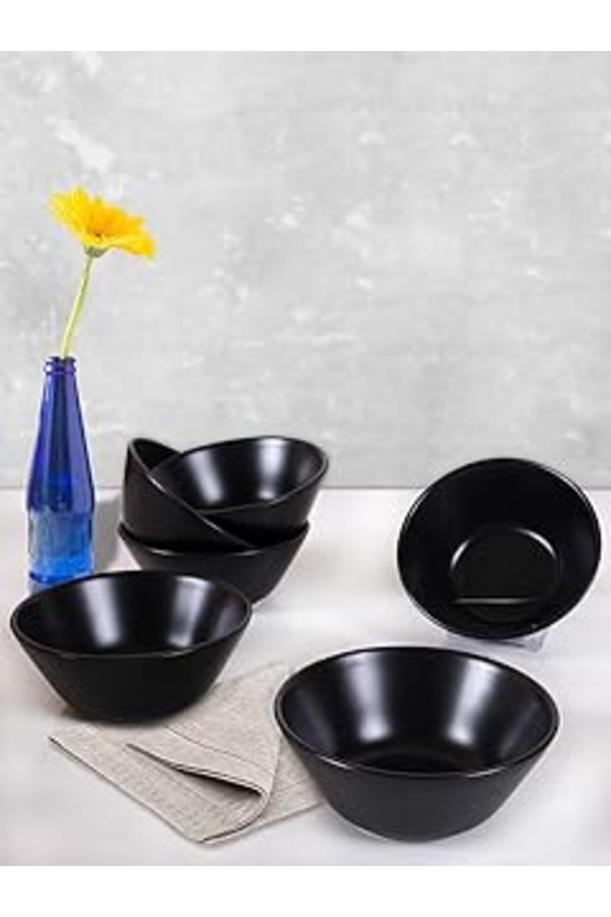 ASİTAN Keramika Mat Siyah Hitit Çorba Kasesi 14 Cm 6 Adet
