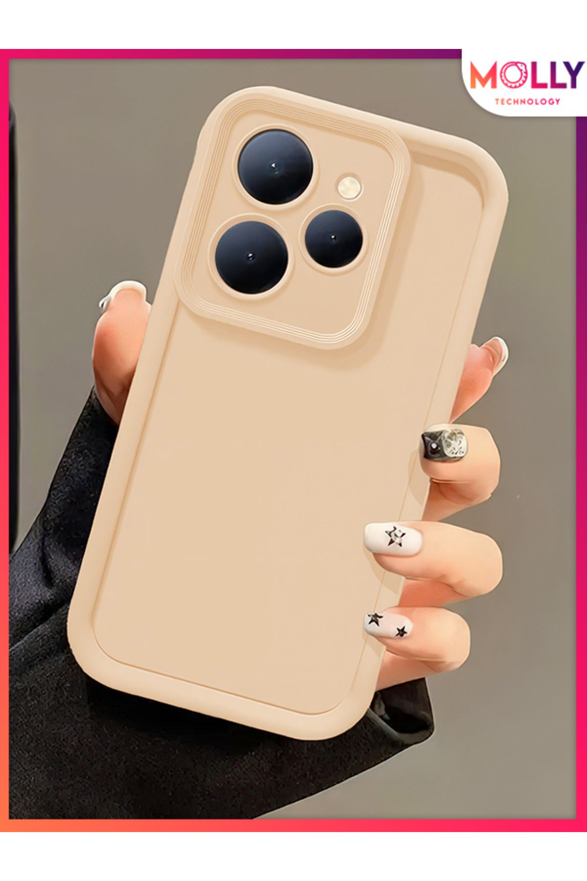 Molly TECNO SPARK 10 PRO İçin Bej Kenarları Pan Silikon Kılıf