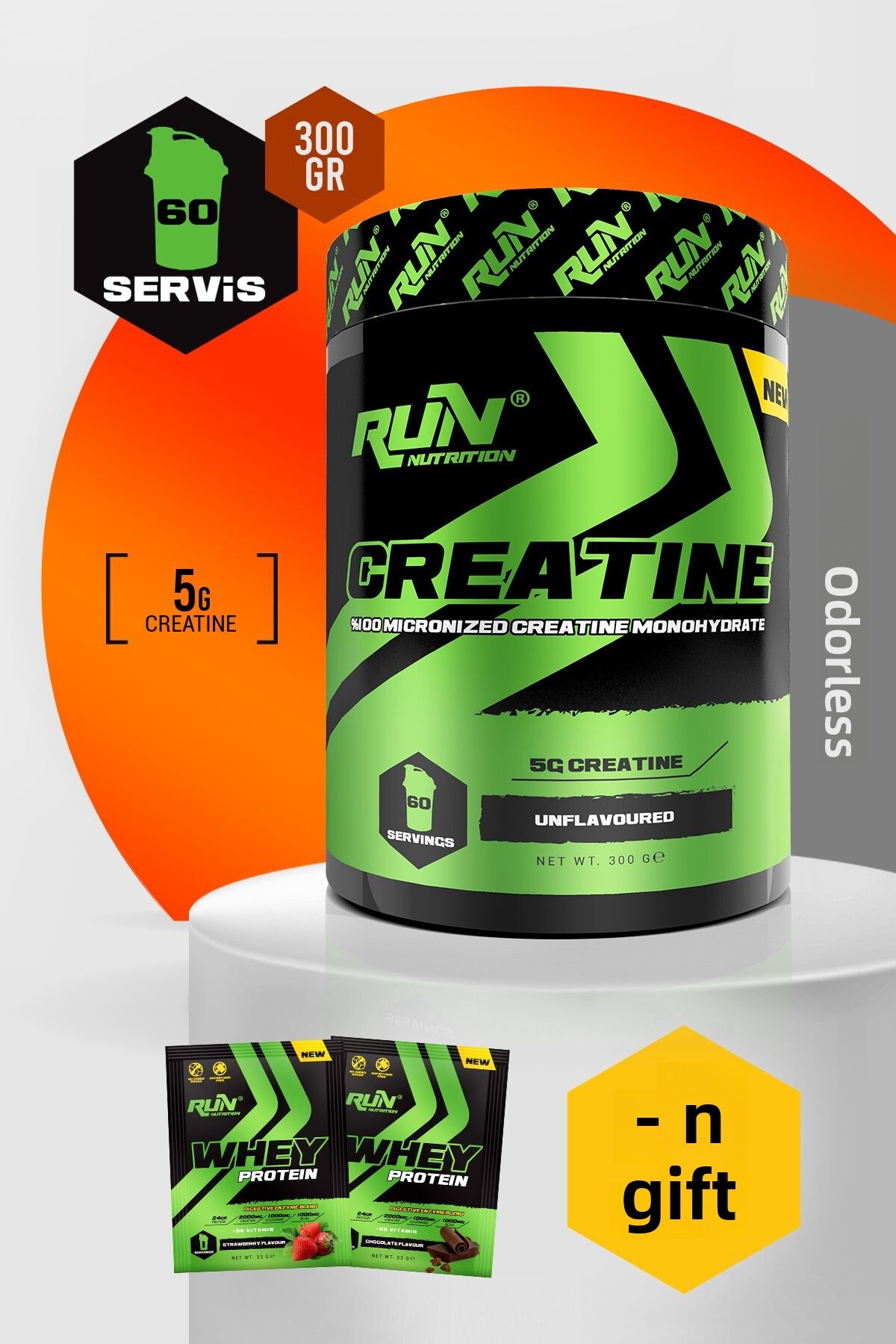 Run Nutrition Creatine - 300g - 60 Serving - Unflavored - Gifted- Trendyol