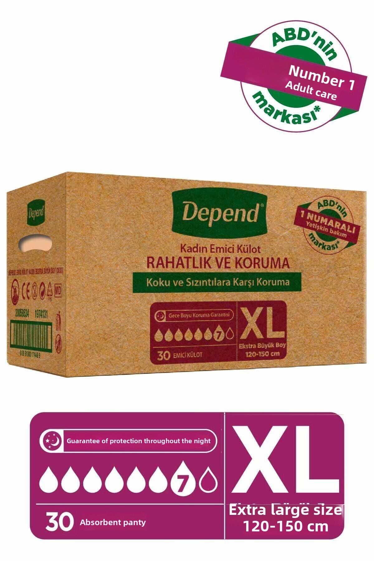 Depend Absorbent Panties Women's Extra Large Size 30 Pieces