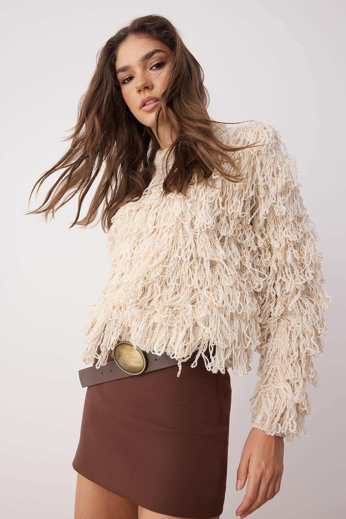 Trendyolmilla  Taş Trend Püsküllü Triko Kazak TWOAW26KZ00040