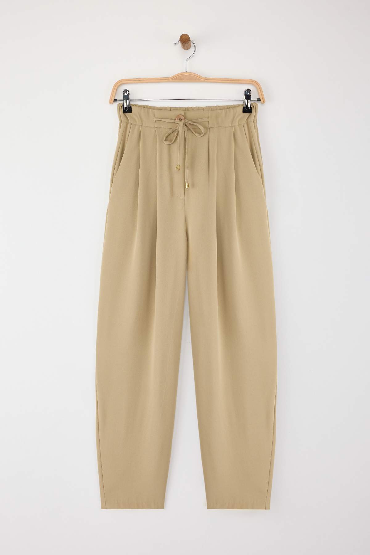 Trendyolmilla  Açık Haki Şalvar/Harem Bağcıklı Pantolon TWOSS25PL00126 - Görsel 5