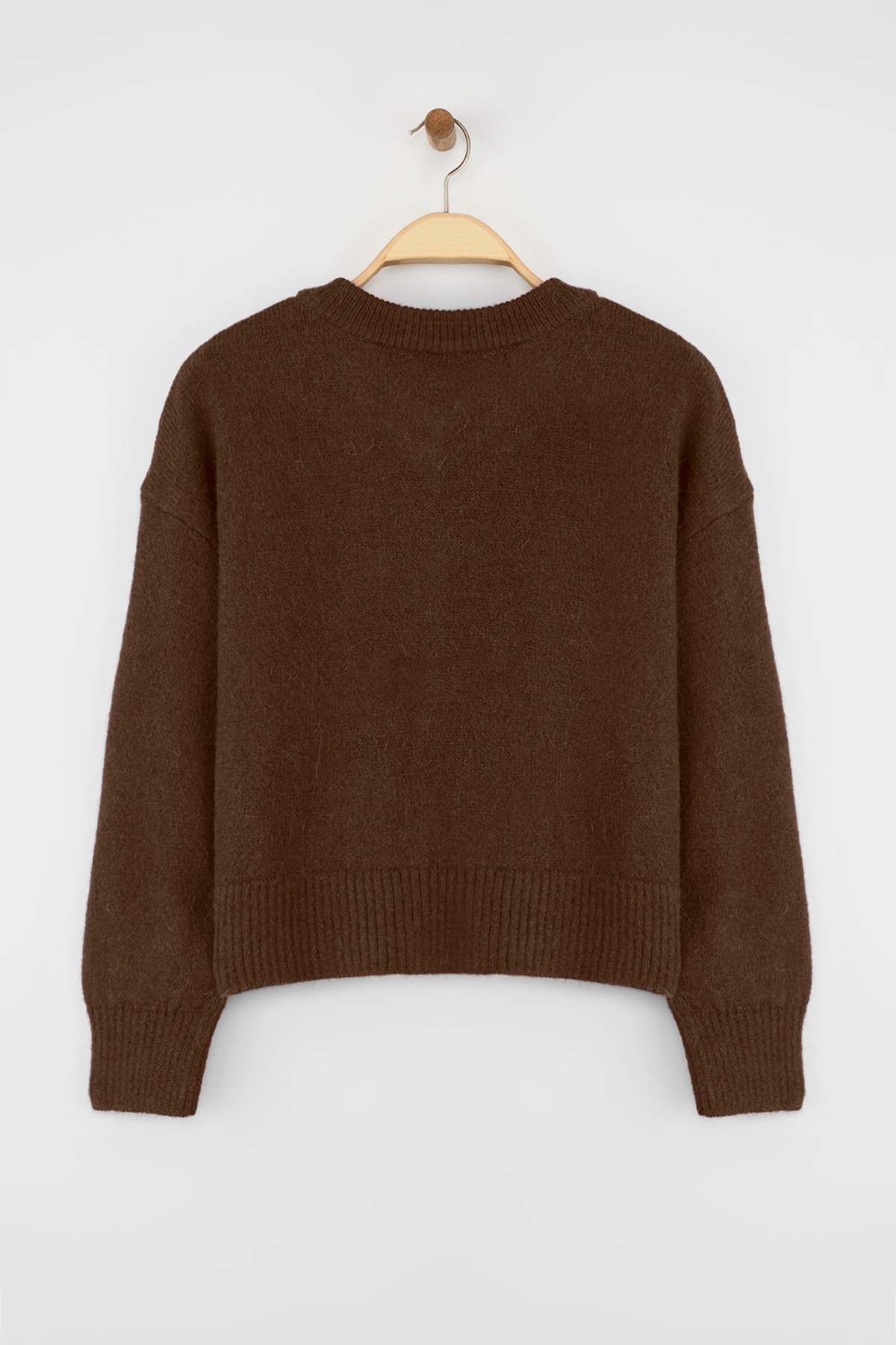 Trendyolmilla  More Sustainable Kahverengi Alpaka Yünü Karışımlı Premium/Özel İplik Triko Hırka | TWOAW26HI00000 - Görsel 8