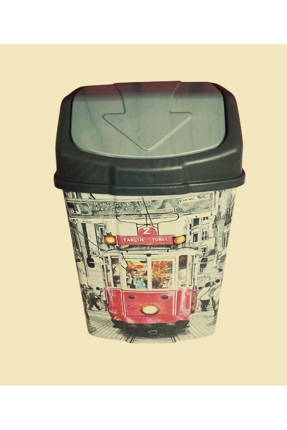 HTY 16 Lt Kaliteli Plastikten Dekoratif Mutfak /banyo Için Oynar/klik Kapak Çöp Kovası-ölçüler:44x30x20