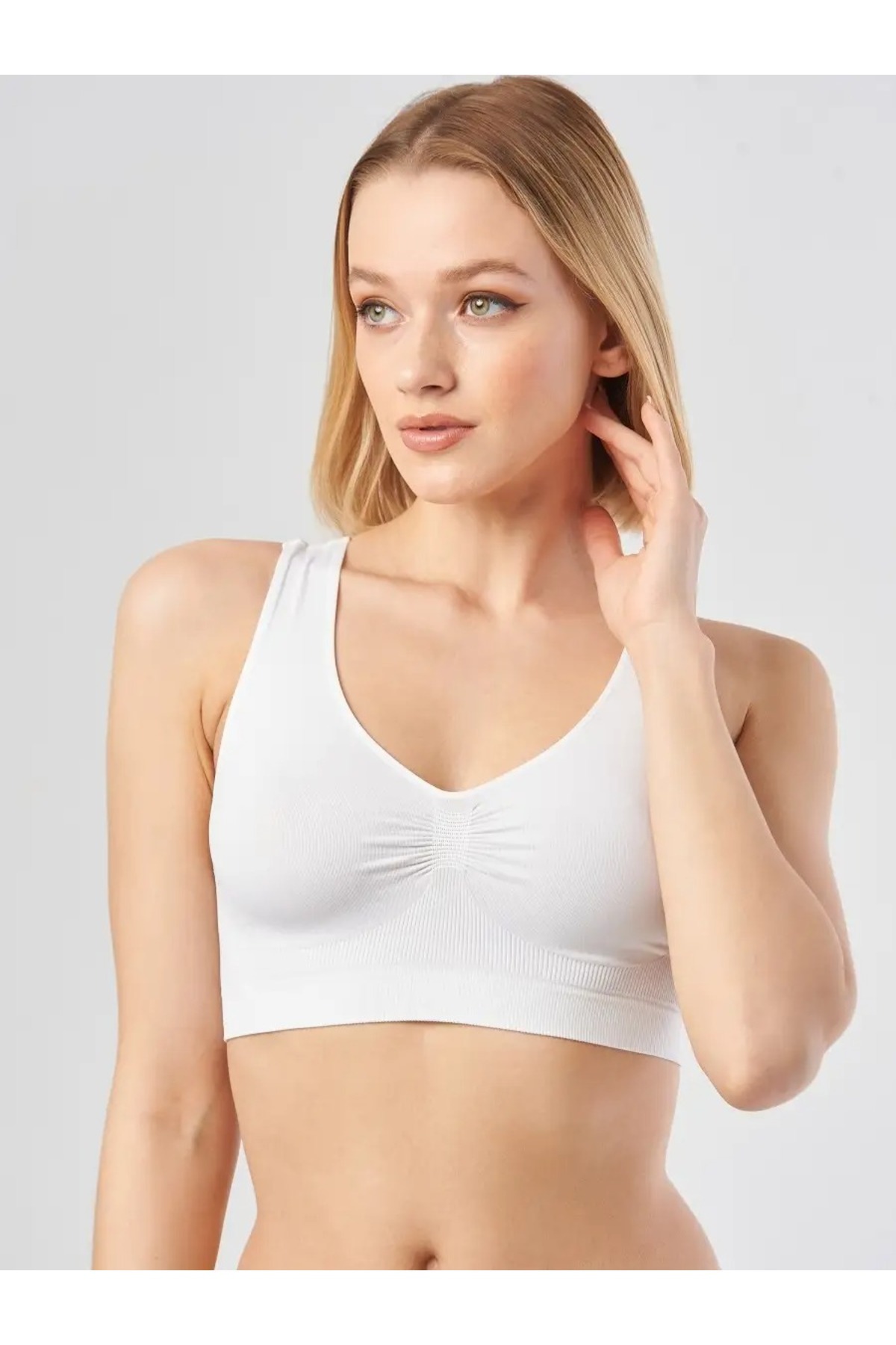 MİSTİRİK Rosella Model Kalın Askılı Büstiyer Spor Rahat Toparlayıcı Korse Sütyen Beyaz Renk görsel 3