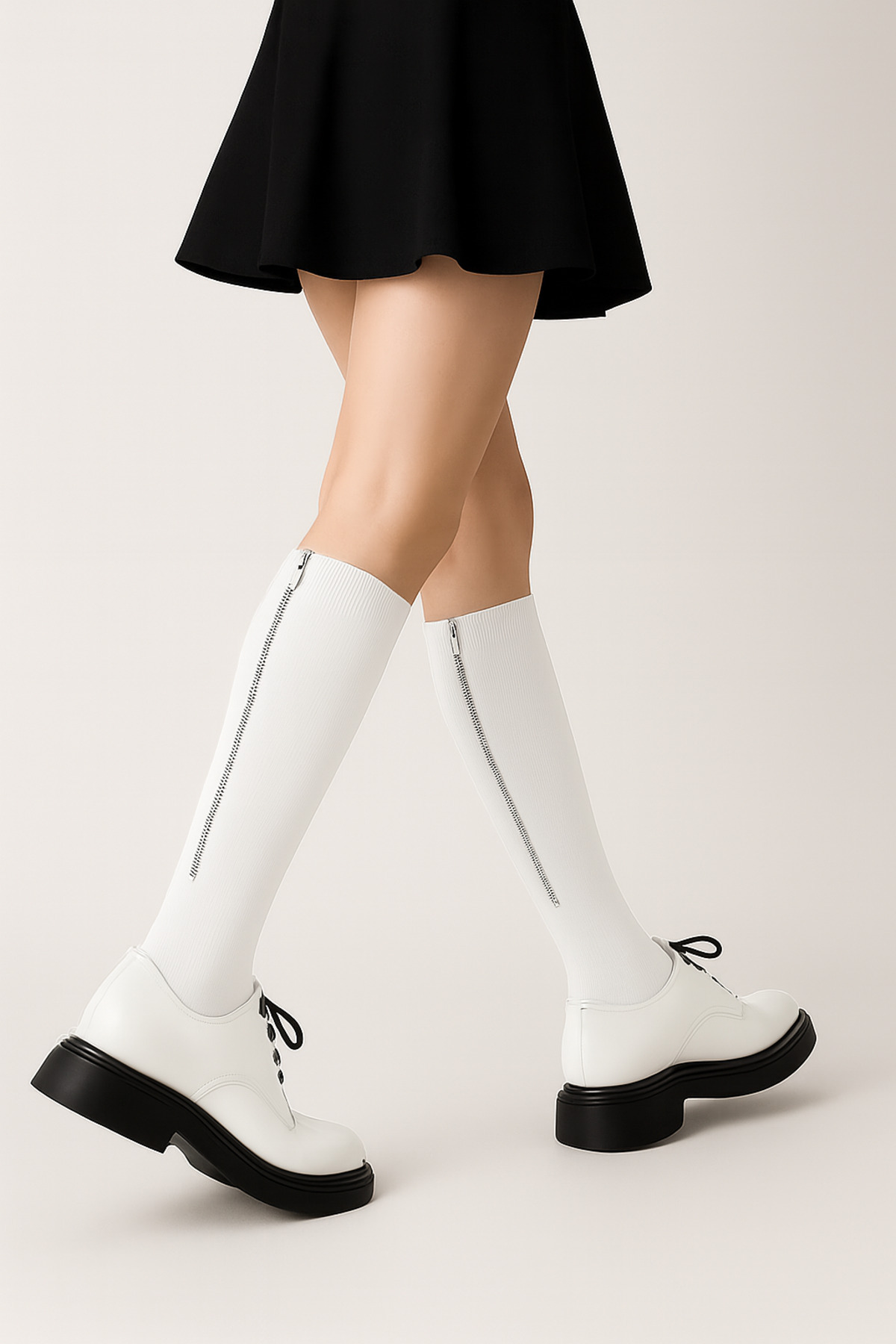 KARDEŞLER ÇORAP Women's Zippered Knee High Socks