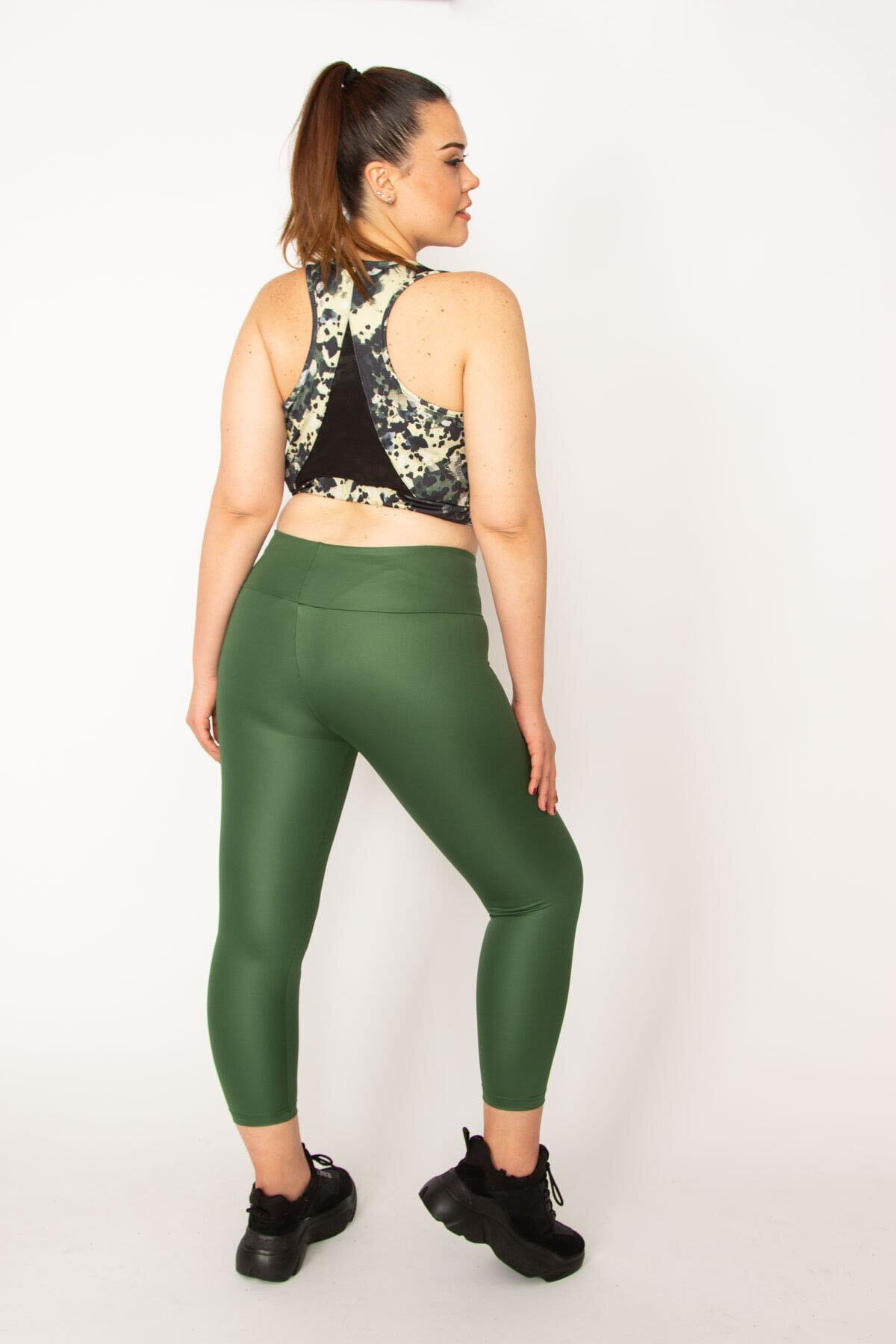 Women's Plus Size Green Tulle Detailed Crop Bistuer 65n33325