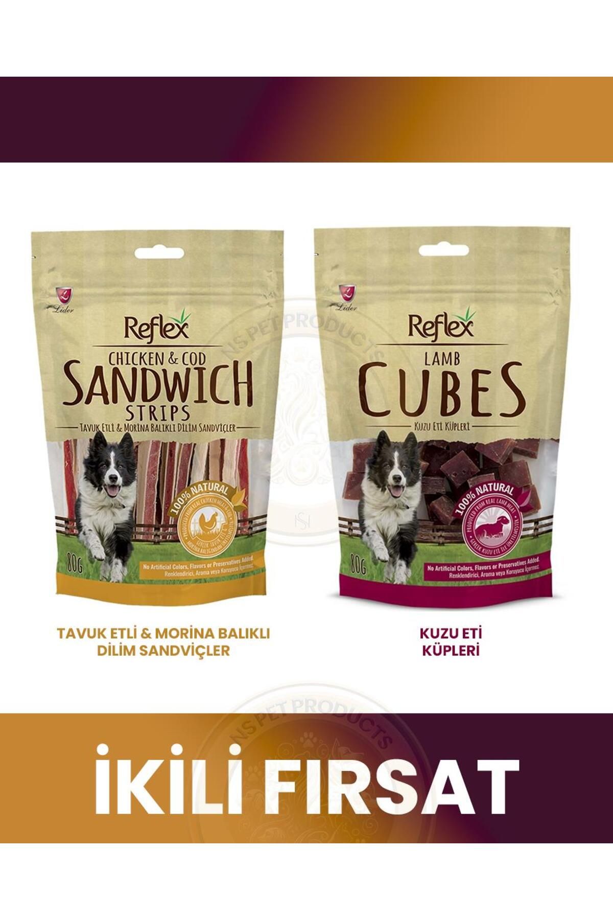 Reflex Köpek Ödül Maması 2 Lezzet 2x80gr (STRIPS-CUBES)