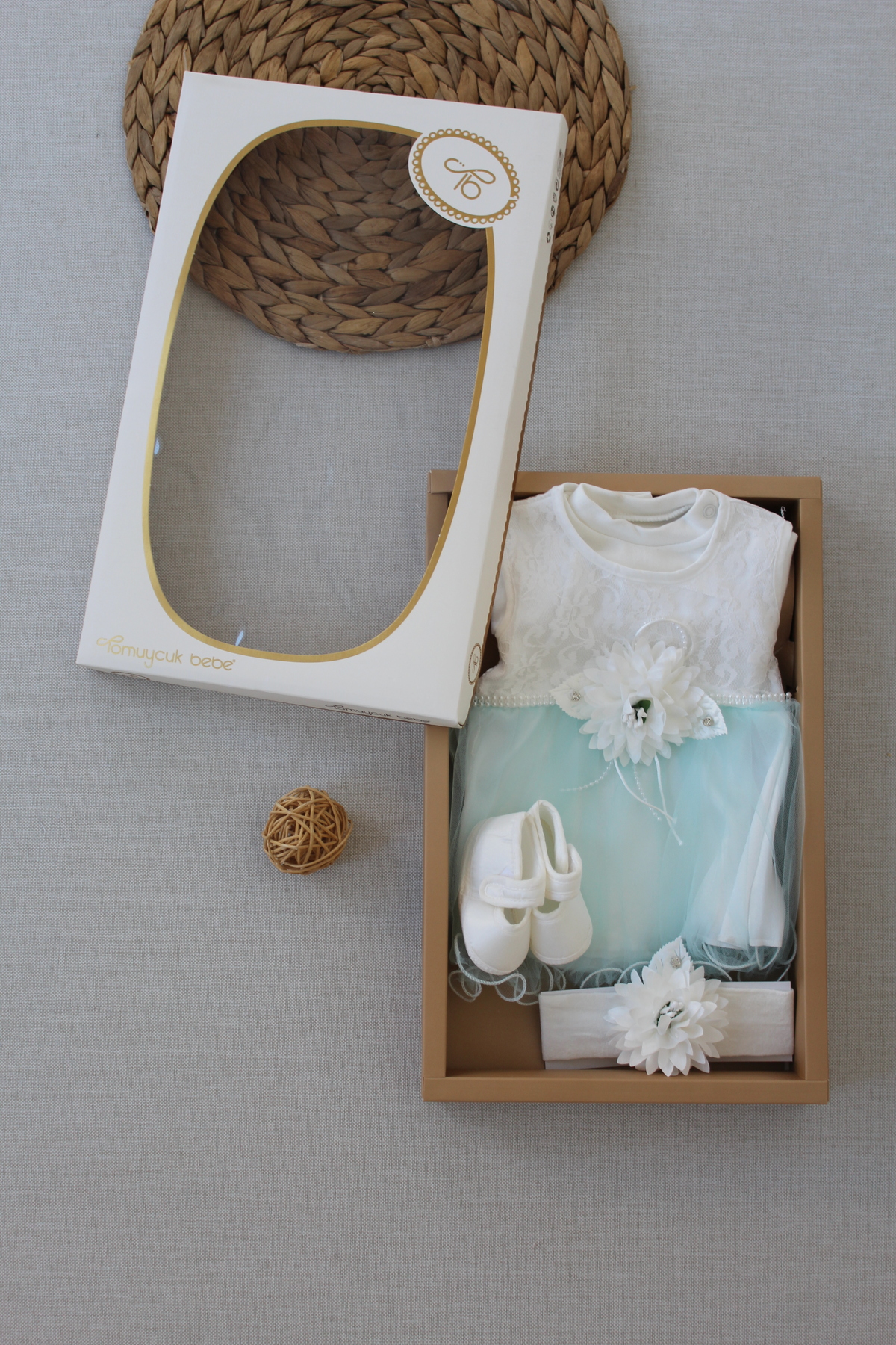 Tomuycuk DANTELLİ KIZ BEBEK MEVLÜTLÜK ELBİSE SETİ YENİDOĞAN HEDİYELİK BEBEK GİYİM 0-6 AYLIK BANDANALI PATİKLİ fotoğrafı 2 (önizleme)