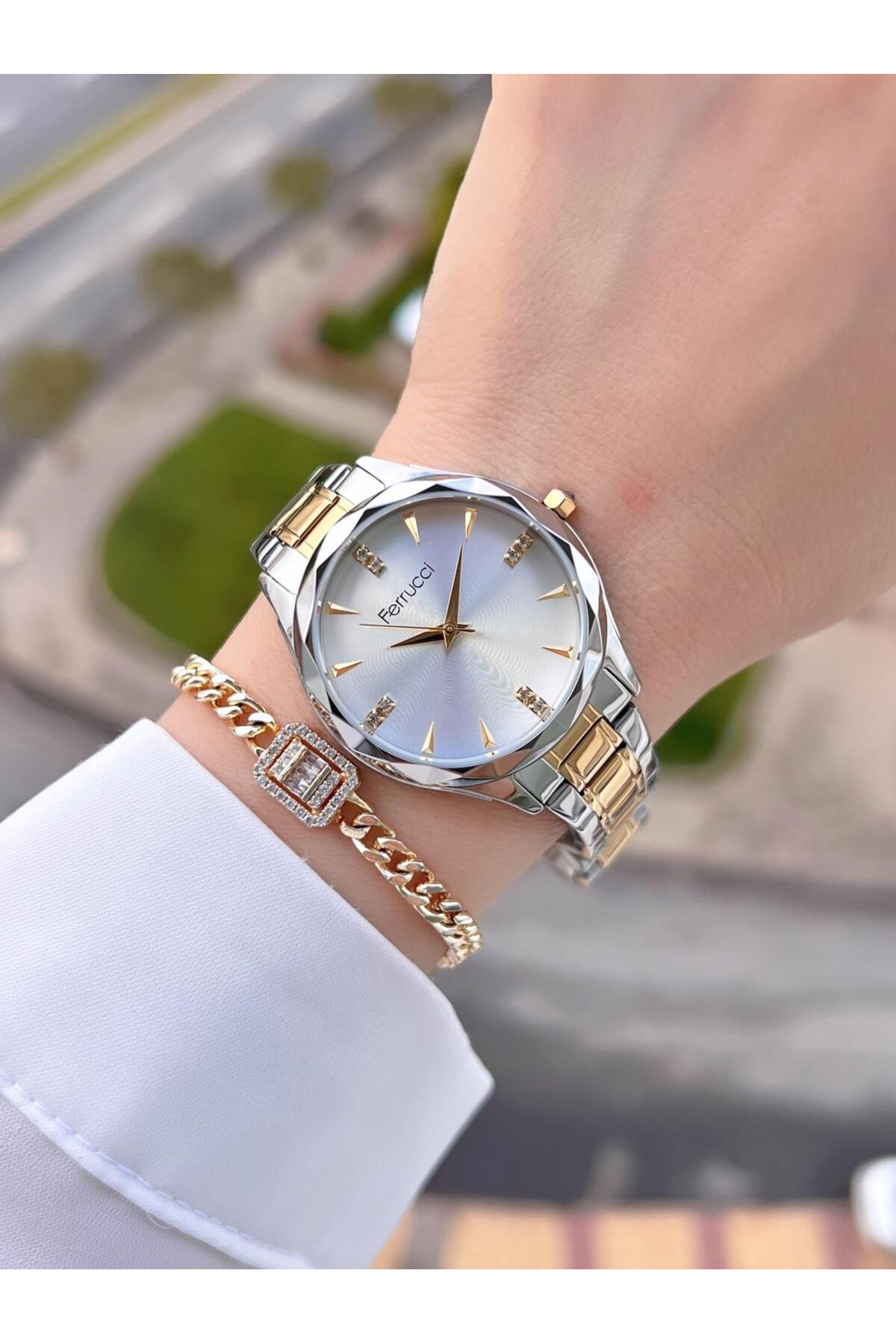 Ferrucci  Çelik Kordon 2 Yıl Garantili Yeni Sezon 30 Mt Suya Dayanıklı Kadın Kol Saati BFC.14215.05 - Görsel 3