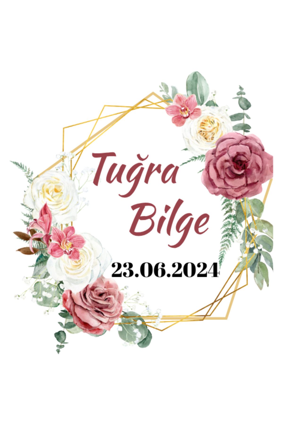 NovaNotlar Kişiye Özel Nişan Düğün Kına Sticker – 40'lı Isim Ve Tarihli Etiket Seti