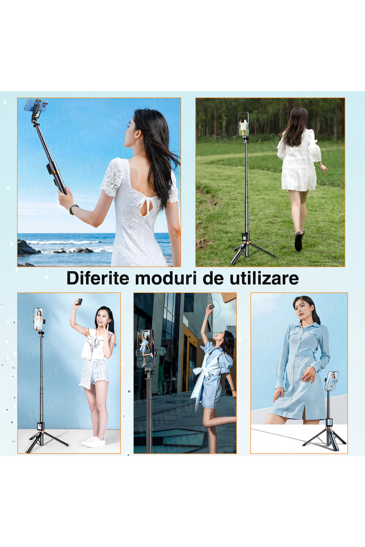 INOMEVIX-Selfie Stick For Phone, Extendable Tripod 170cm, Removable Hd Screen,compatible With Ios And Android 6
