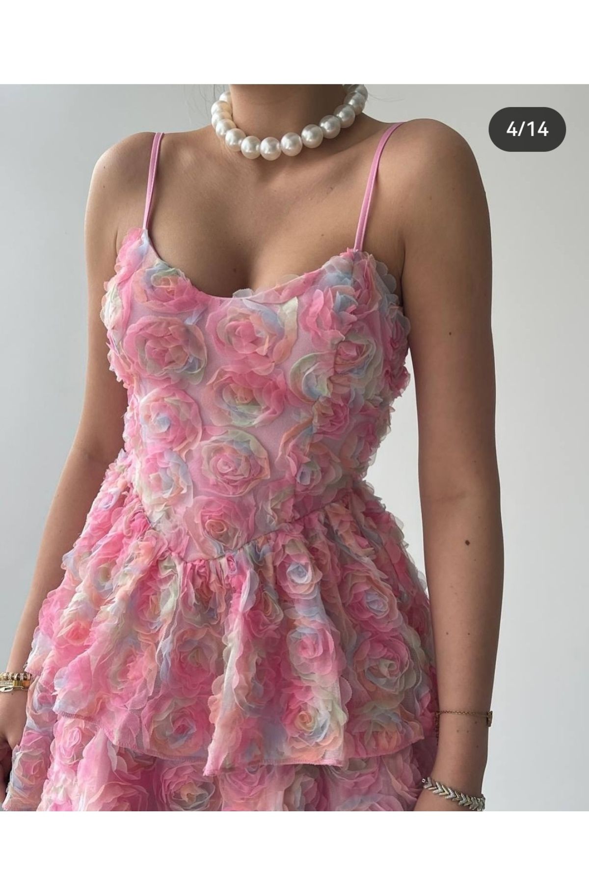 Butik Güllü pembe mini elbise