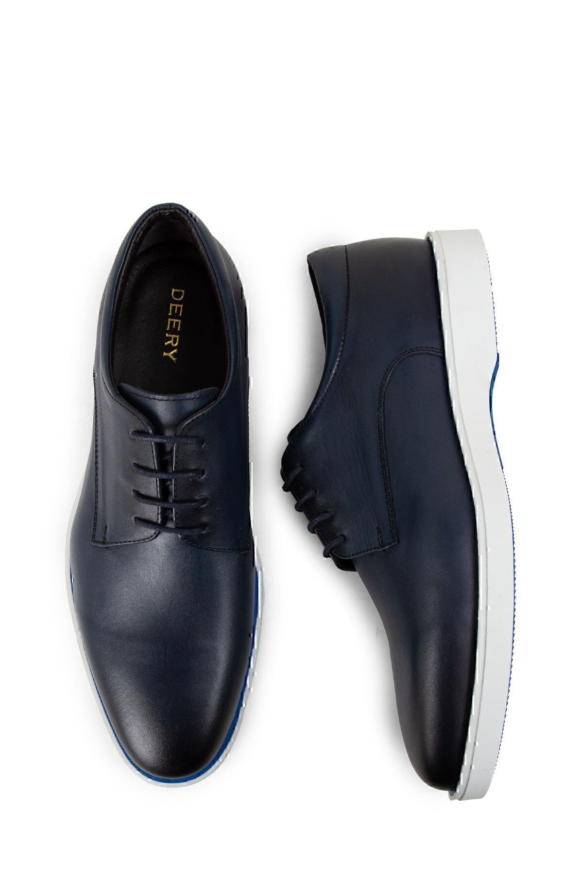 Deery-Navy Blue Genuine Leather Men's Casual Shoes 4