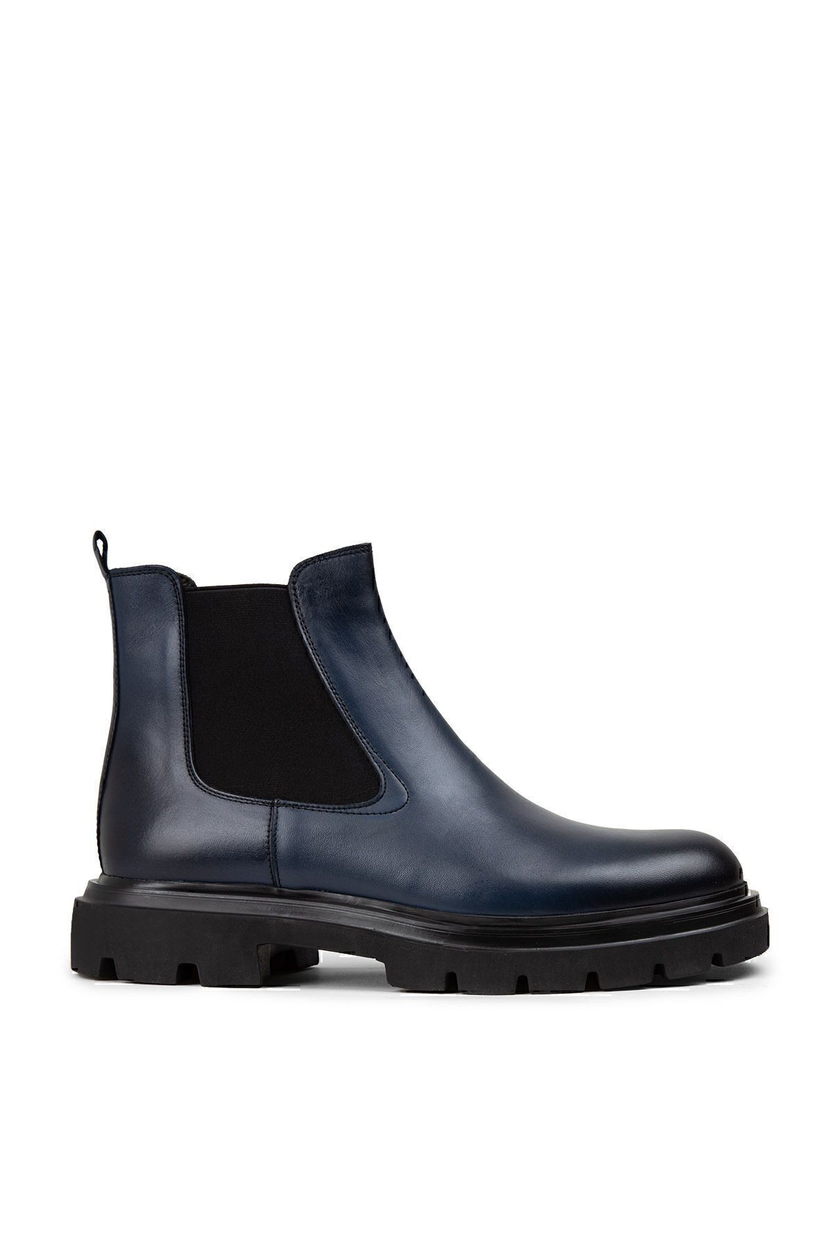 Deery-Genuine Leather Navy Blue Chelsea Men's Boots 1