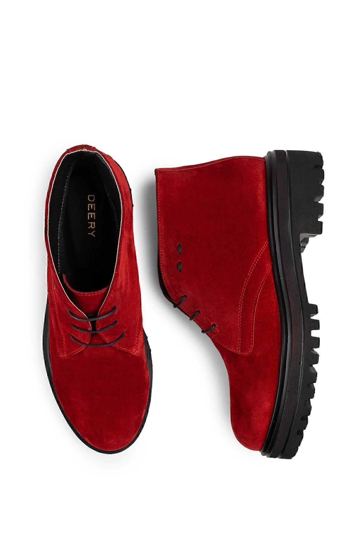 Deery-Genuine Suede Red Women's Boots 7