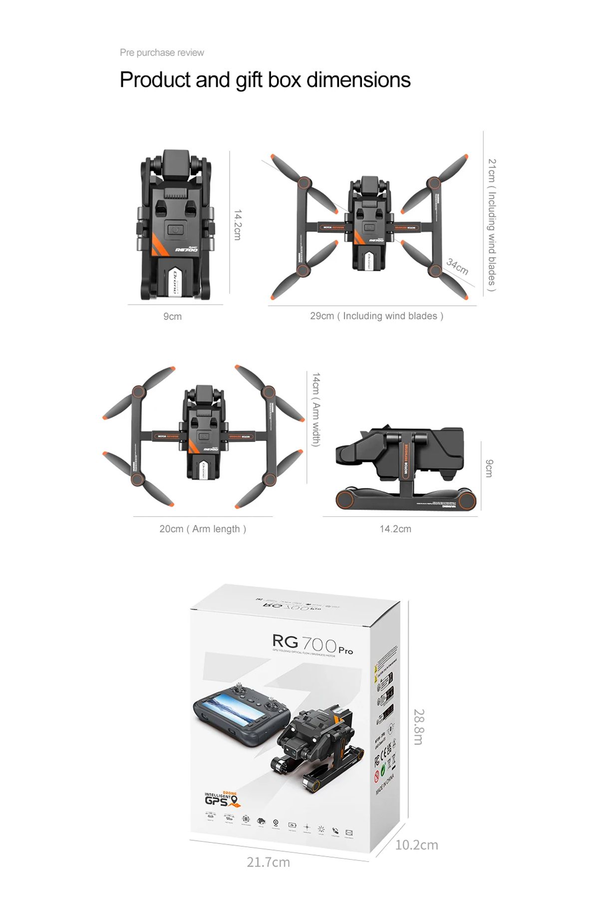 GSF-Rg700 Pro Gps 8k 1b Drone 8k Professional Hd Dual Camera With Screen 5g Wifi 360 Obstacle Avoidance 7