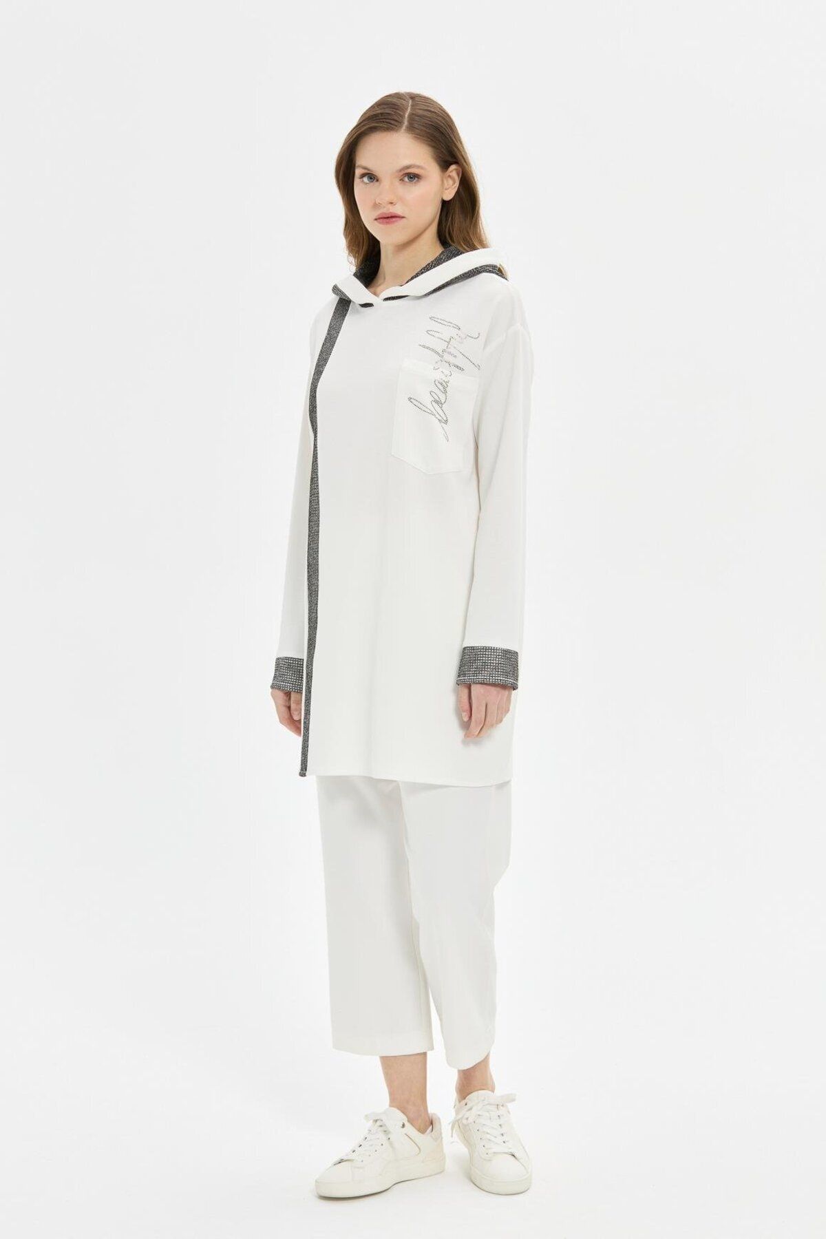 Esswaap-Mesh Hood Detailed Tunic Ecru 1