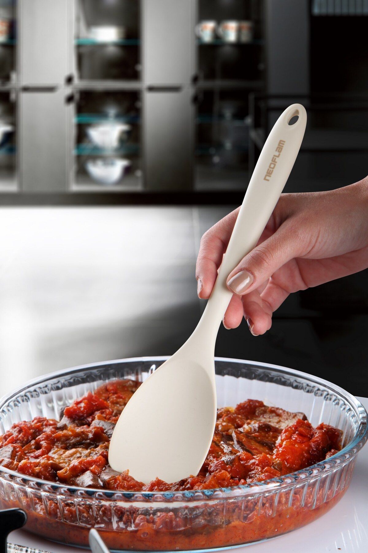 NEOFLAM Silikon Derin Spatula Bej