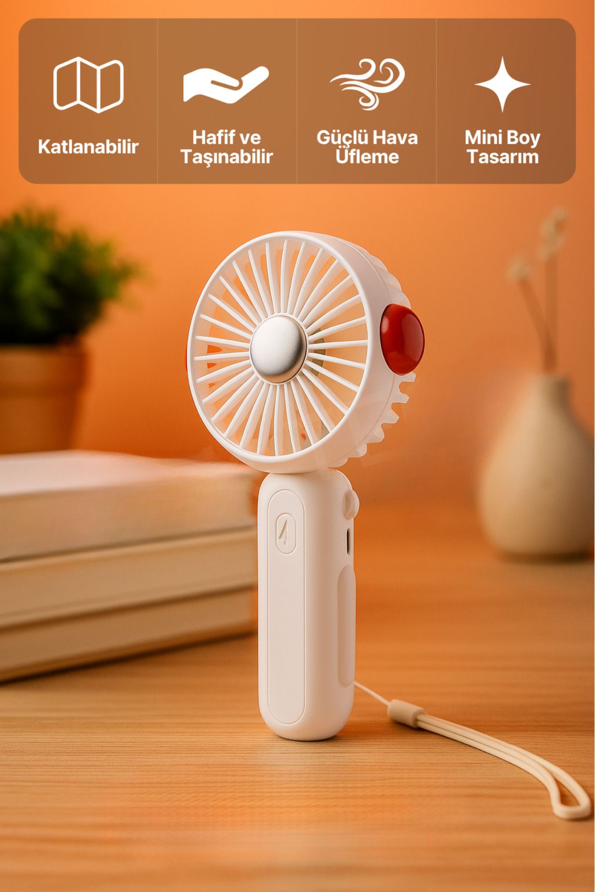 BEYZANA Turbo Üfleme 3 kademeli Katlanabilir El Ve Masa Fanı Taşınabilir Şarjlı El Fanı Vantilatör