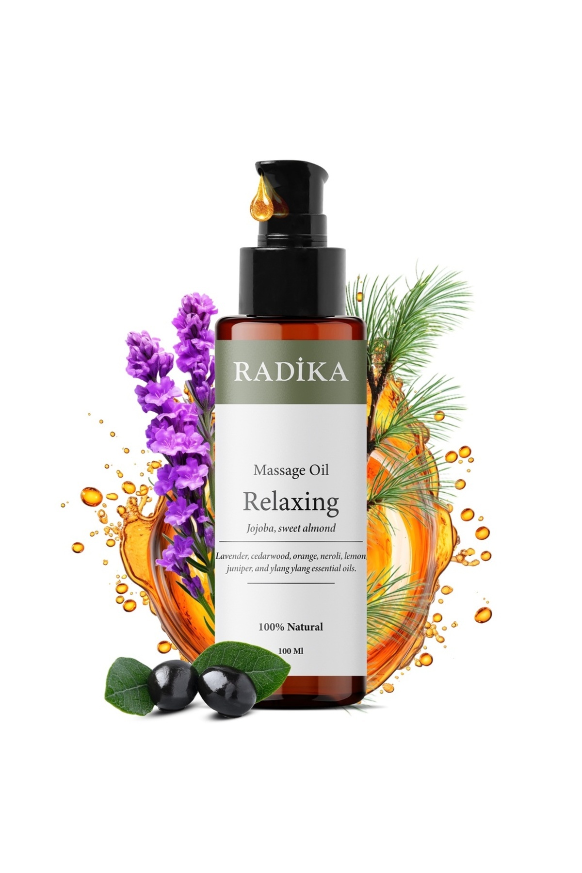 Radika Aromatherapy Ulei De Masaj, Ulei De Masaj Relaxant, 100% Pur, Organic, Natural, 100 Ml - One Size