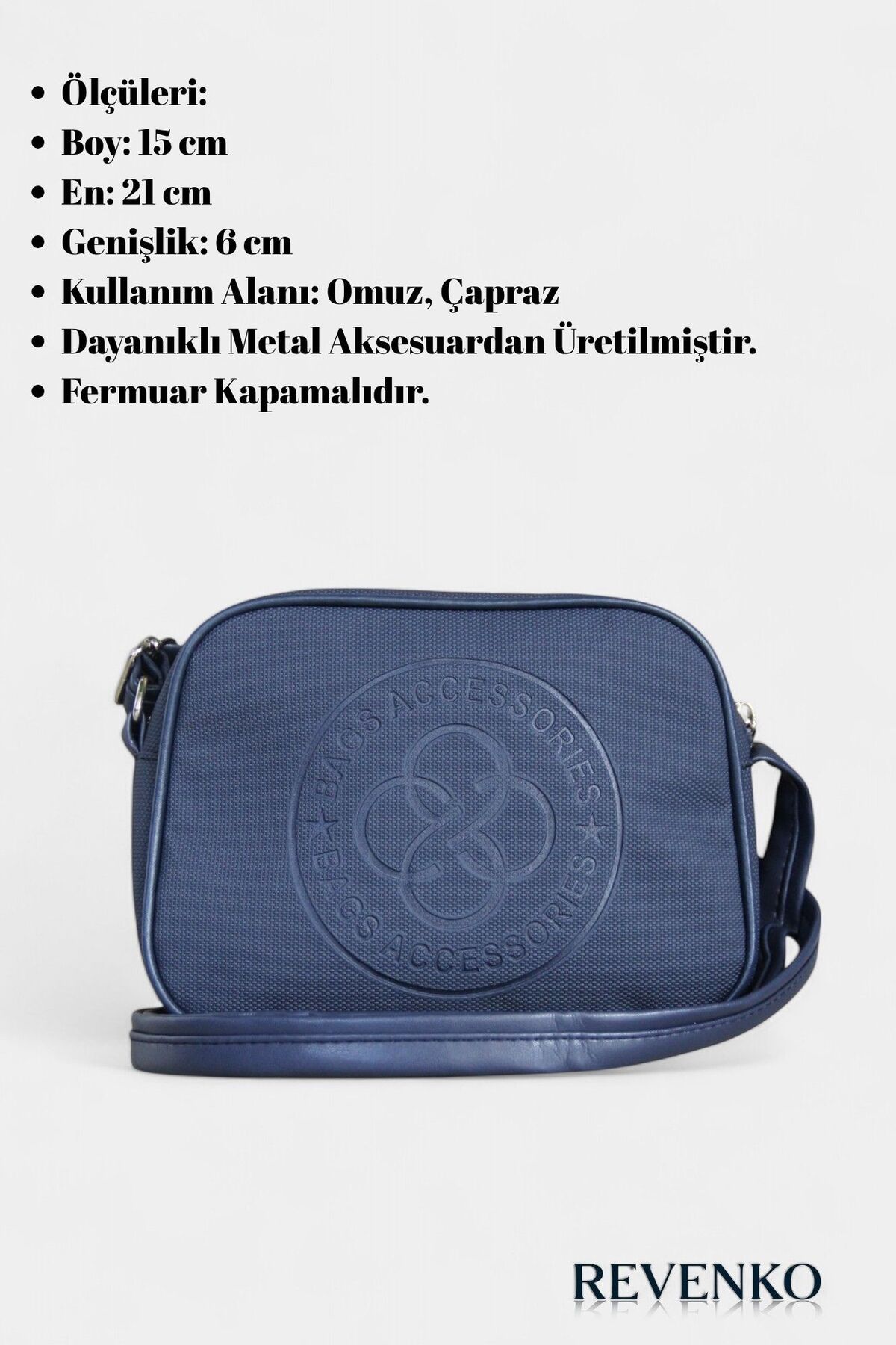 REVENKO-Medium Size Hot Printed Navy Blue Tote Bag Suitable for Shoulder and Cross Use 2