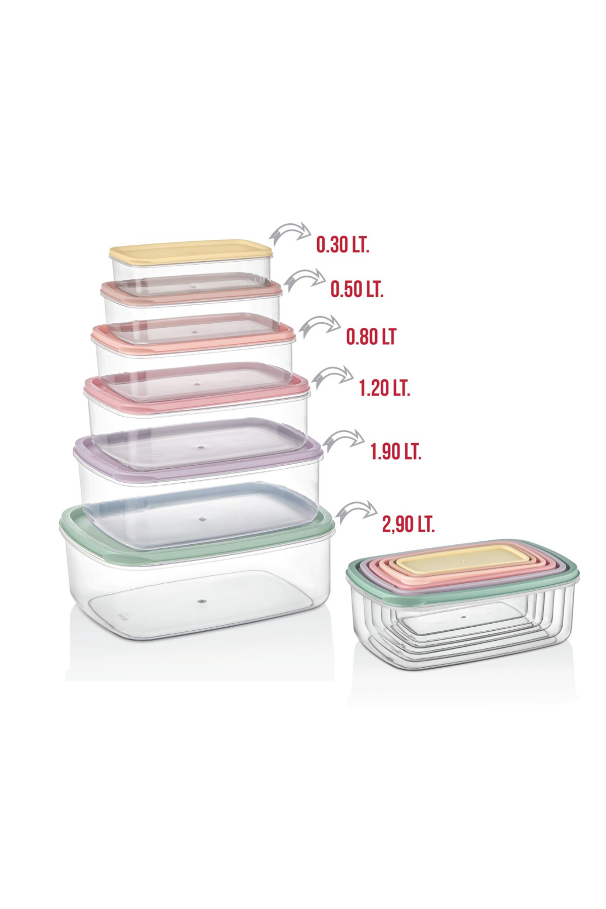 Palica-Set of 6 Rectangular Food Storage Containers Suitable for Microwave and Deep Freezer Storage Containers 3