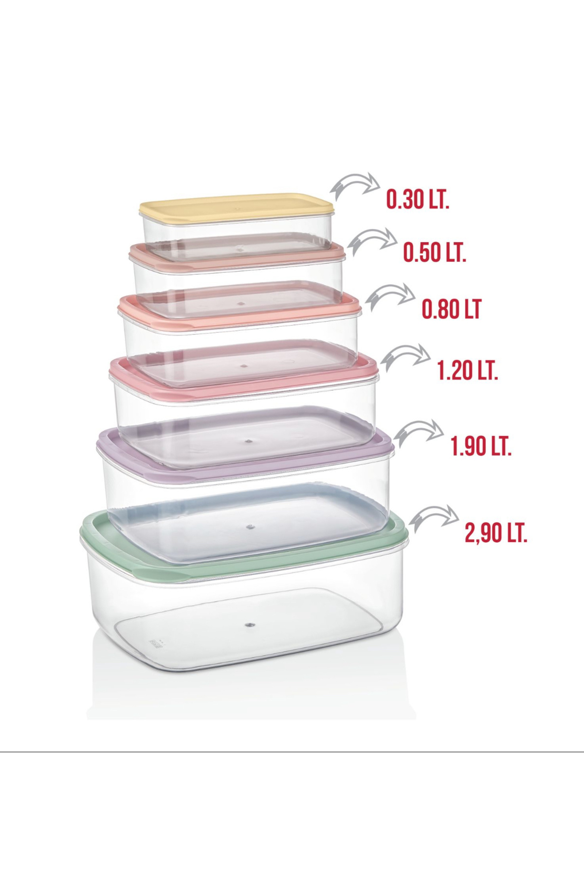 Palica-Set of 6 Rectangular Food Storage Containers Suitable for Microwave and Deep Freezer Storage Containers 5
