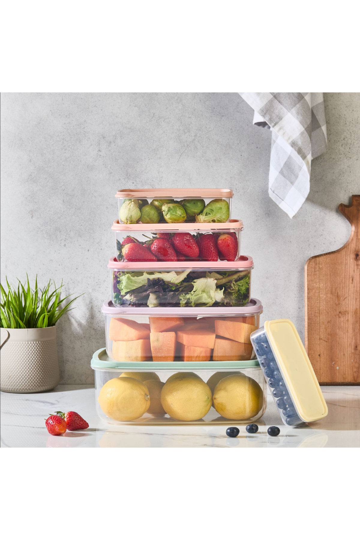 Palica-Set of 6 Rectangular Food Storage Containers Suitable for Microwave and Deep Freezer Storage Containers 2