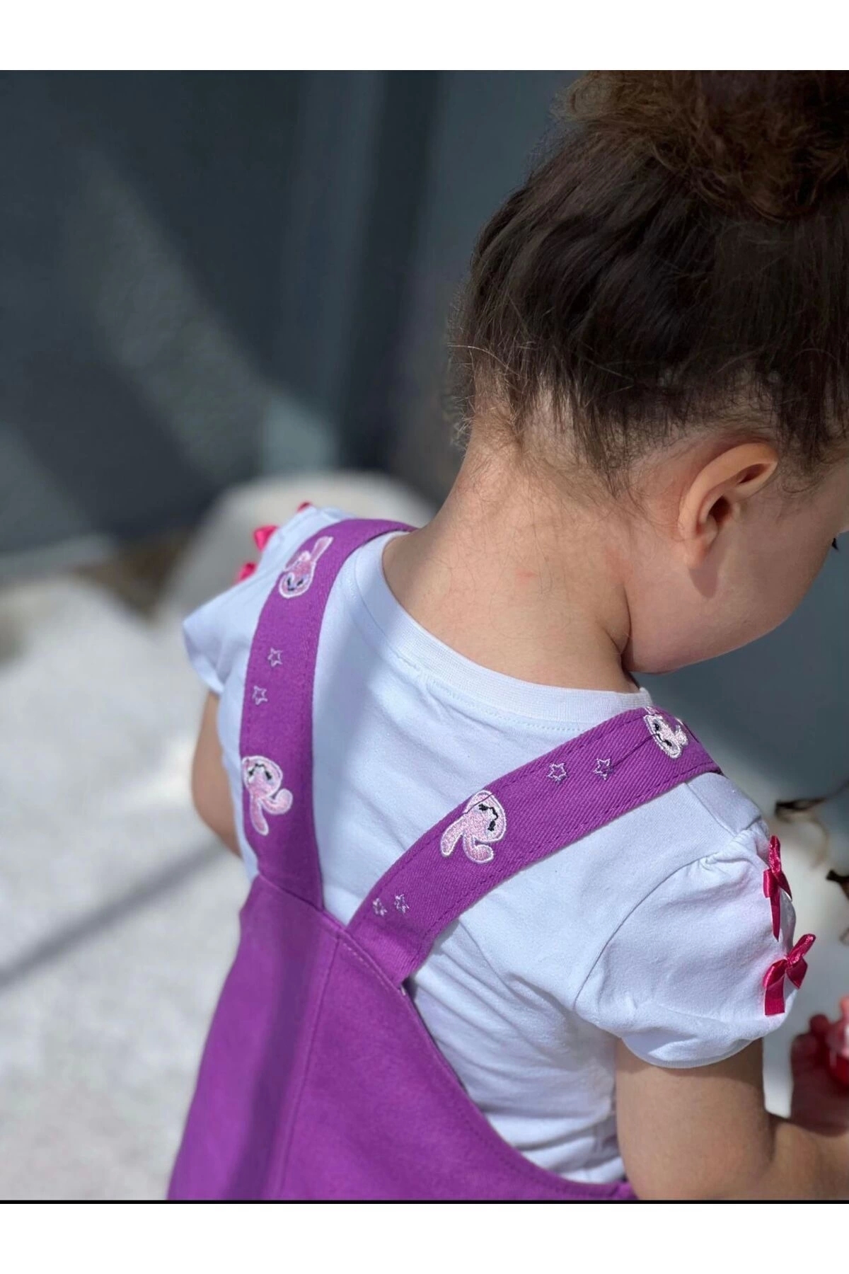 DUDOR KİDS Kız Çocuk Mor Jile Elbise Ve Beyaz T-shirt Takım-23 Nisan-bayramlık (Bir beden büyük tercih ediniz) fotoğrafı 7 (önizleme)
