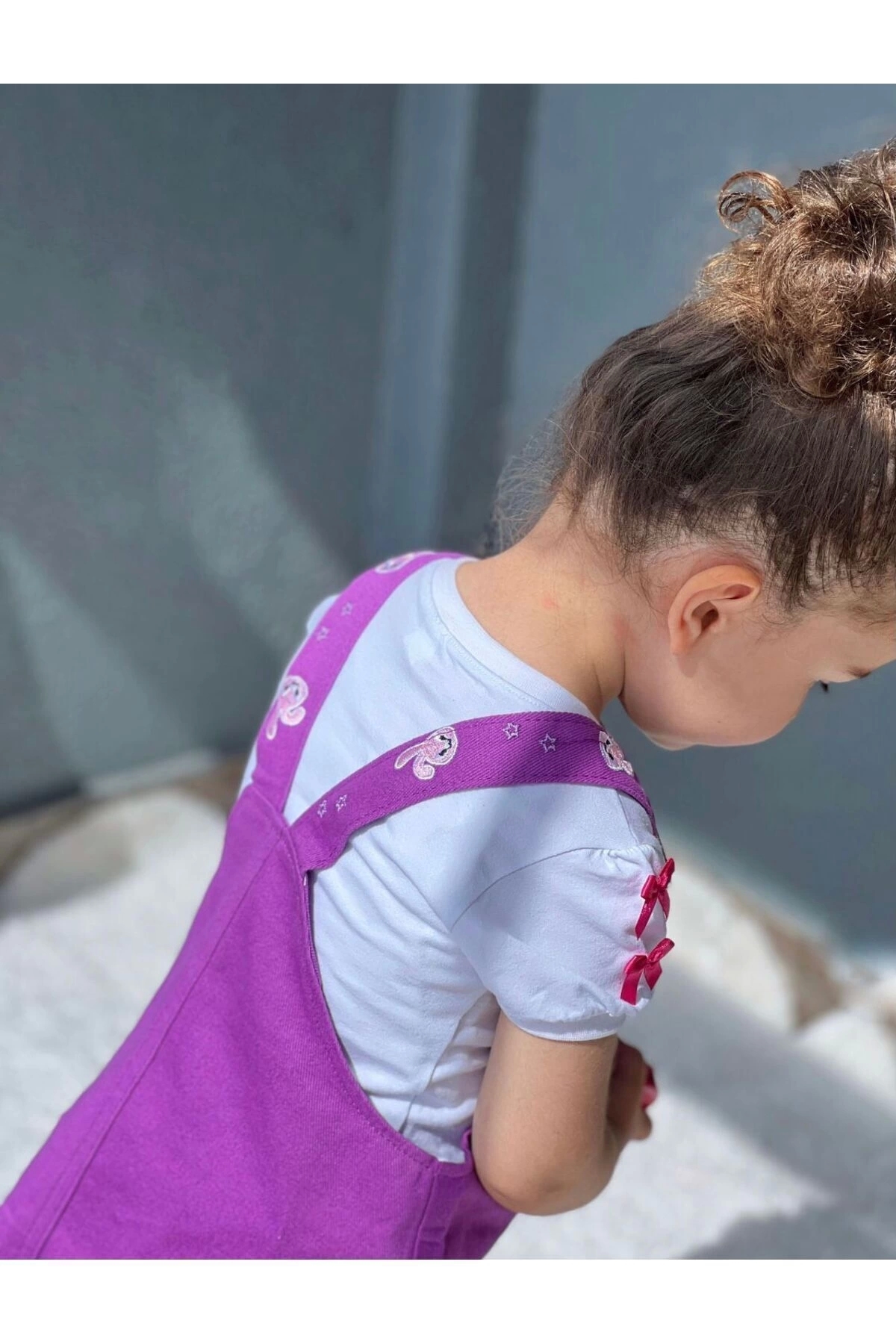 DUDOR KİDS Kız Çocuk Mor Jile Elbise Ve Beyaz T-shirt Takım-23 Nisan-bayramlık (Bir beden büyük tercih ediniz) fotoğrafı 4 (önizleme)