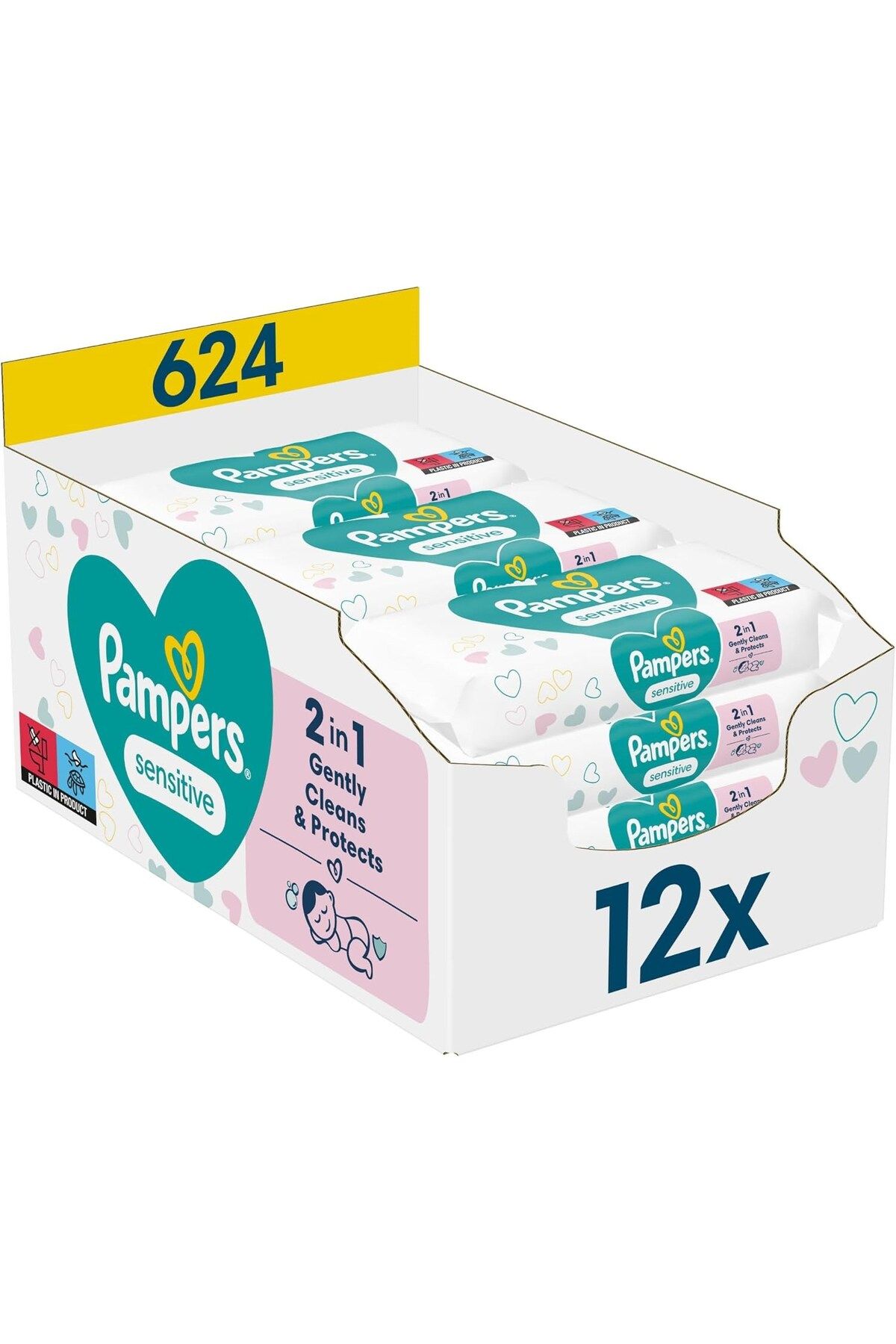 Prima-Sensitive Wet Towel Wipes Plant Based Unscented for Sensitive Skin (Set of 12) 624 Sheets 1