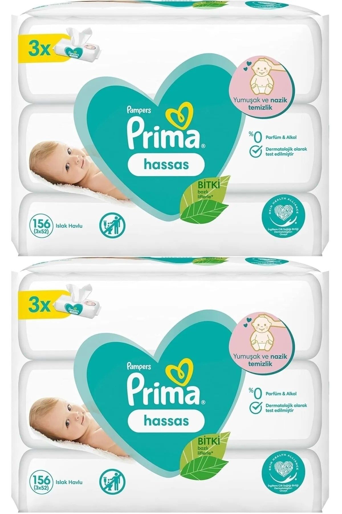Prima-Sensitive Wet Towel Wipes Plant Based Unscented for Sensitive Skin (Set of 6) 312 Sheets 2