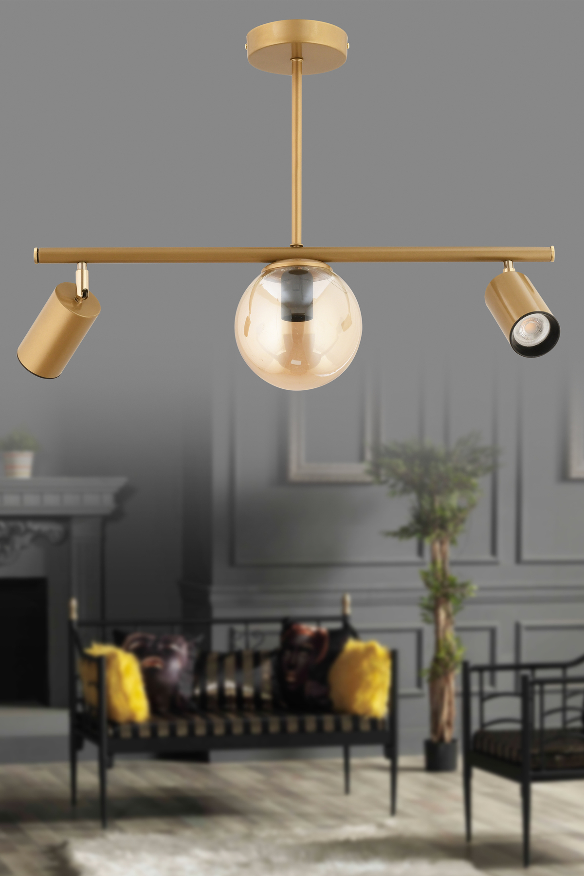 SPOTTY 3 PIECE GLASS SPOTTY ANTIQUE PLAFONYER CHANDELIER