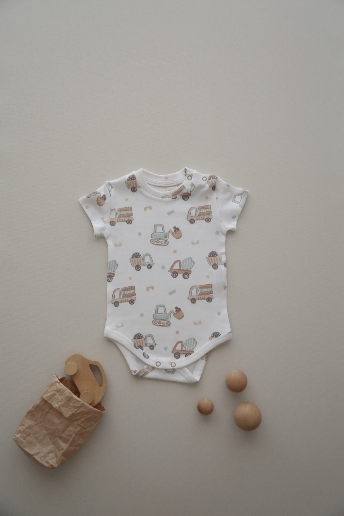 دودوز بیبی بادی کودک ارگانیک طرح‌دار مخصوص کارگاه ساختمانی کوچک - بادی کودک آستین کوتاه یونیسکس