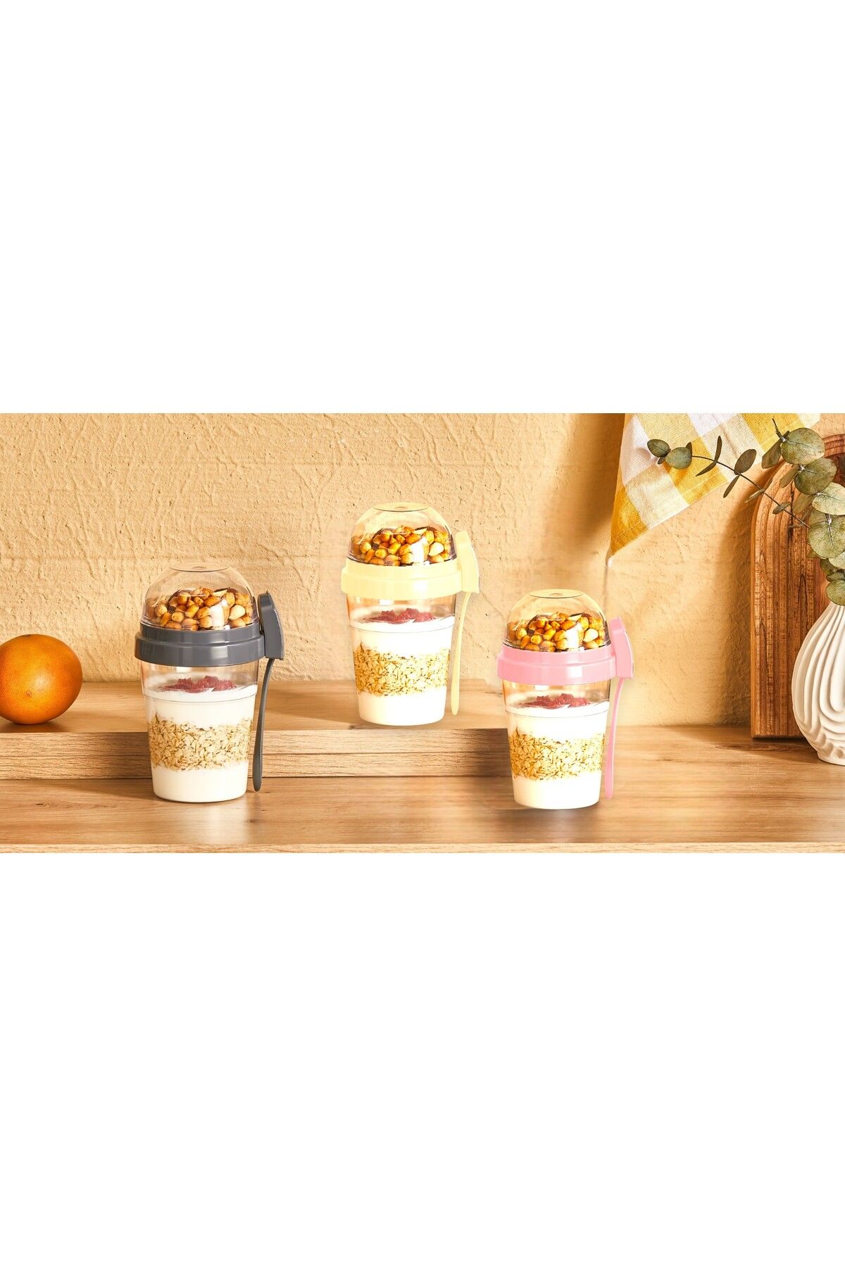MUF HOME-Diet Container with Bowl, Spoon and Fork - Yogurt Container - Practical Salad Container Practical Snack Container 3