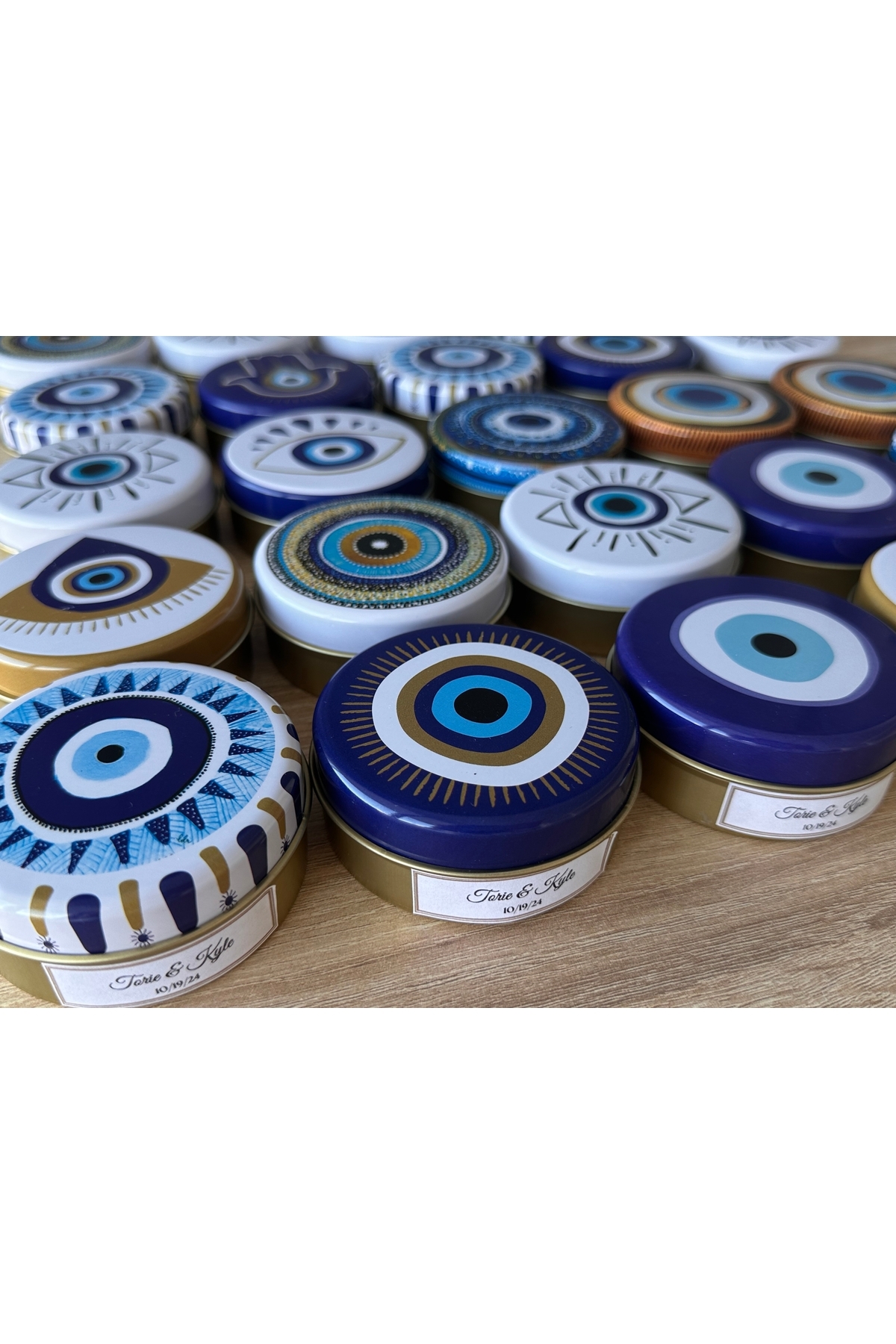 MoreAndMoreCandles Kişiye Özel Kokulu Soya Nazar Mum – Düğün, Nikah, Mevlid, Nişan, Doğum Günü, Bebek Hediye (10 ADET) fotoğrafı 4 (önizleme)