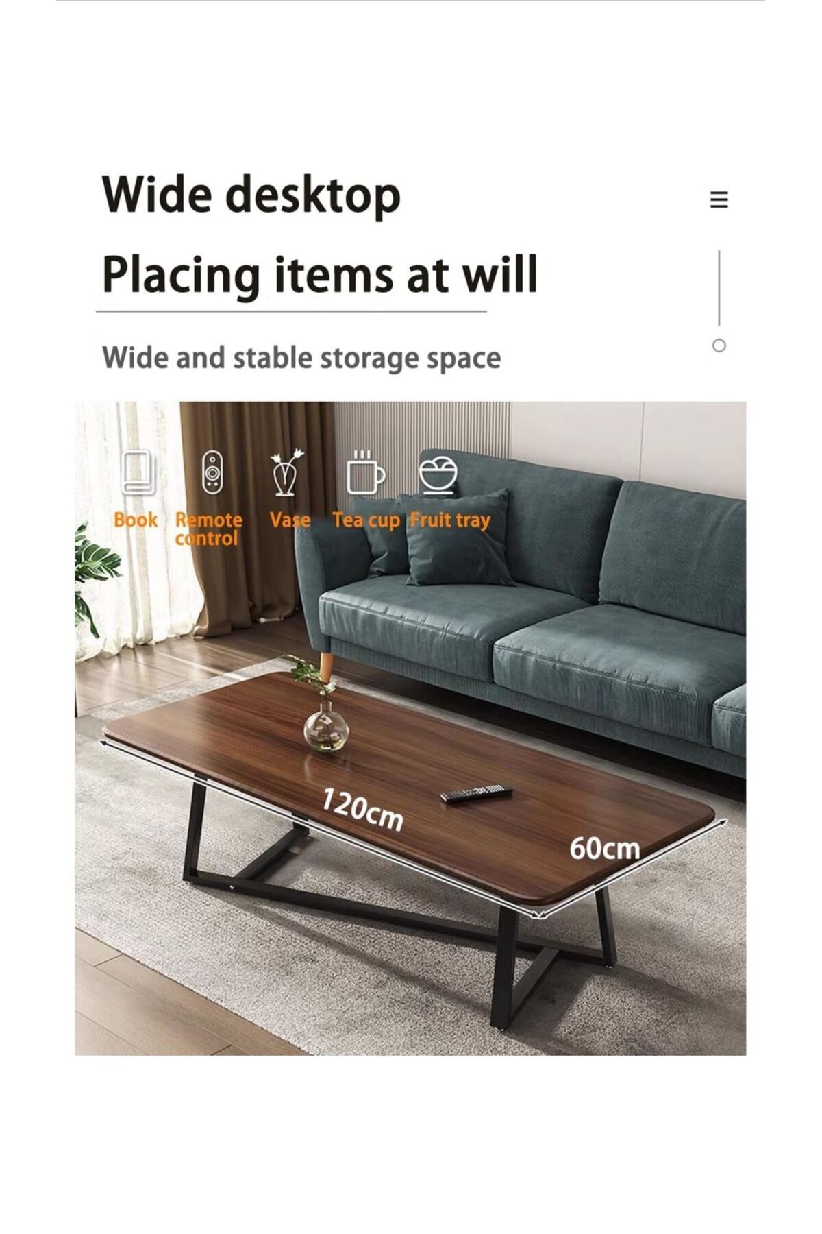 Luxury Home-Rectangular Coffee Table with Steel Frame and Large Elegant Desktop EI-204 1