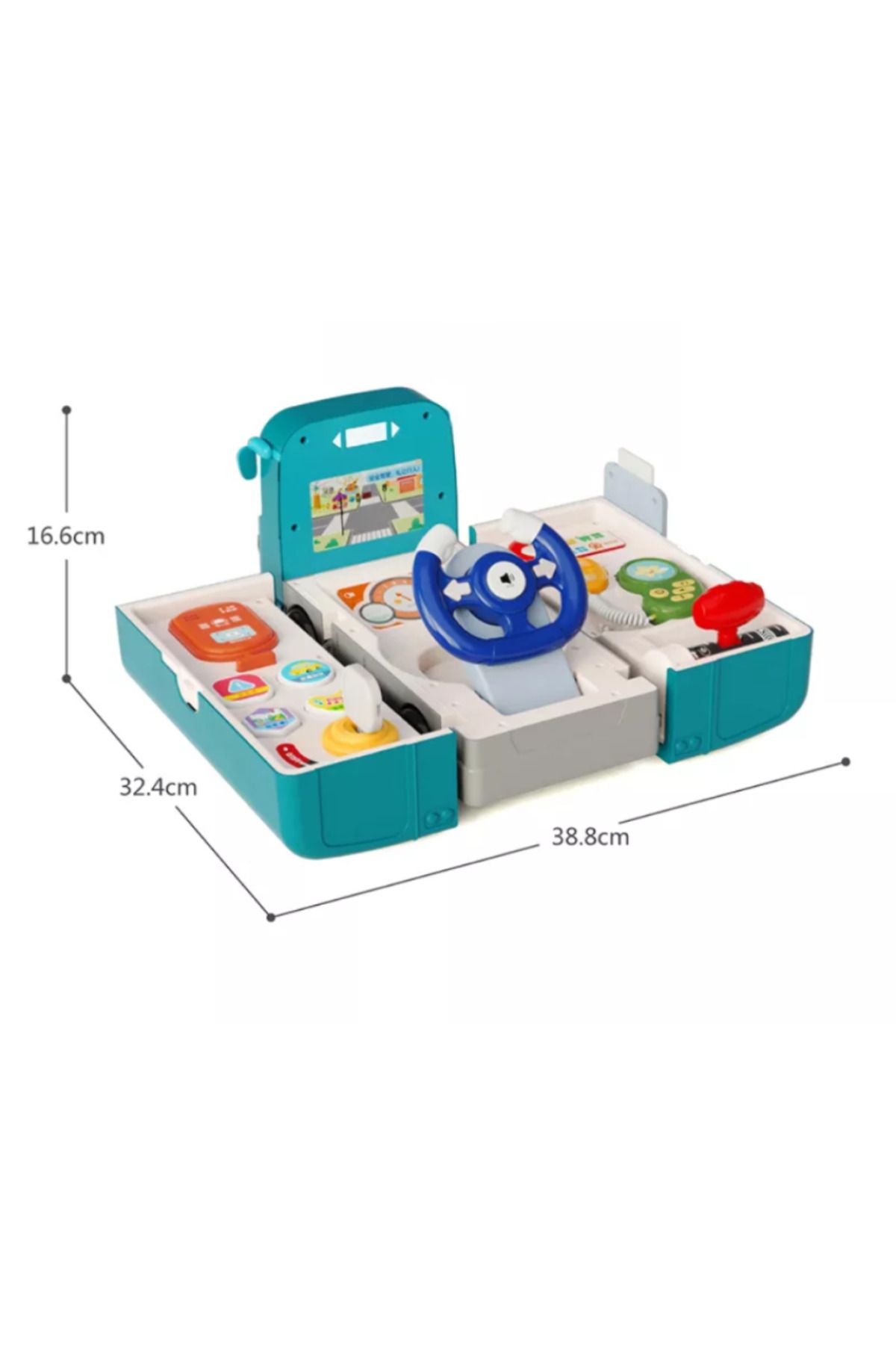 OEM-Interactive Toy, Bus, Sounds and Lights, 2 in 1, Driving Simulator, 16 Functions, Blue 3